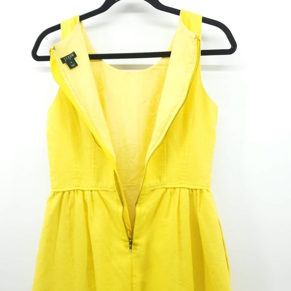 J Crew Factory Yellow Canary Textured Cotton Dress Pockets Lined 2 - Picture 4 of 14